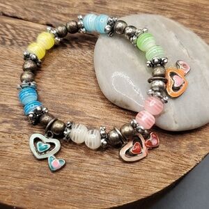 Blossom charm bracelet hearts B3134